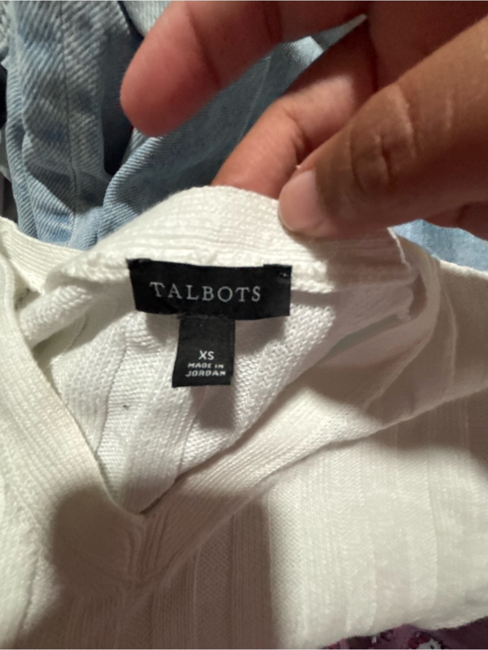 Talbots Cream Ribbed V-Neck Sweater - Picture 3 of 3